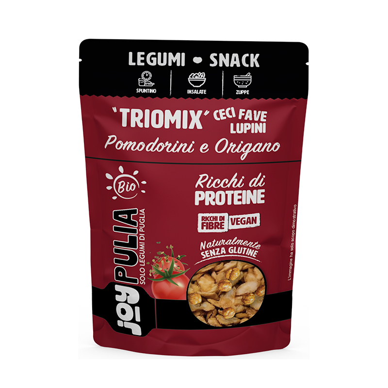 Triomix di legumi croccanti con pomodoro e origano 42g